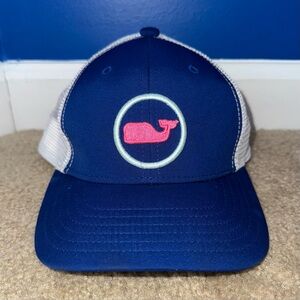 Vineyard Vines Youth Whale Logo Trucker Hat Blue Pink Mesh Snapback Adjustable